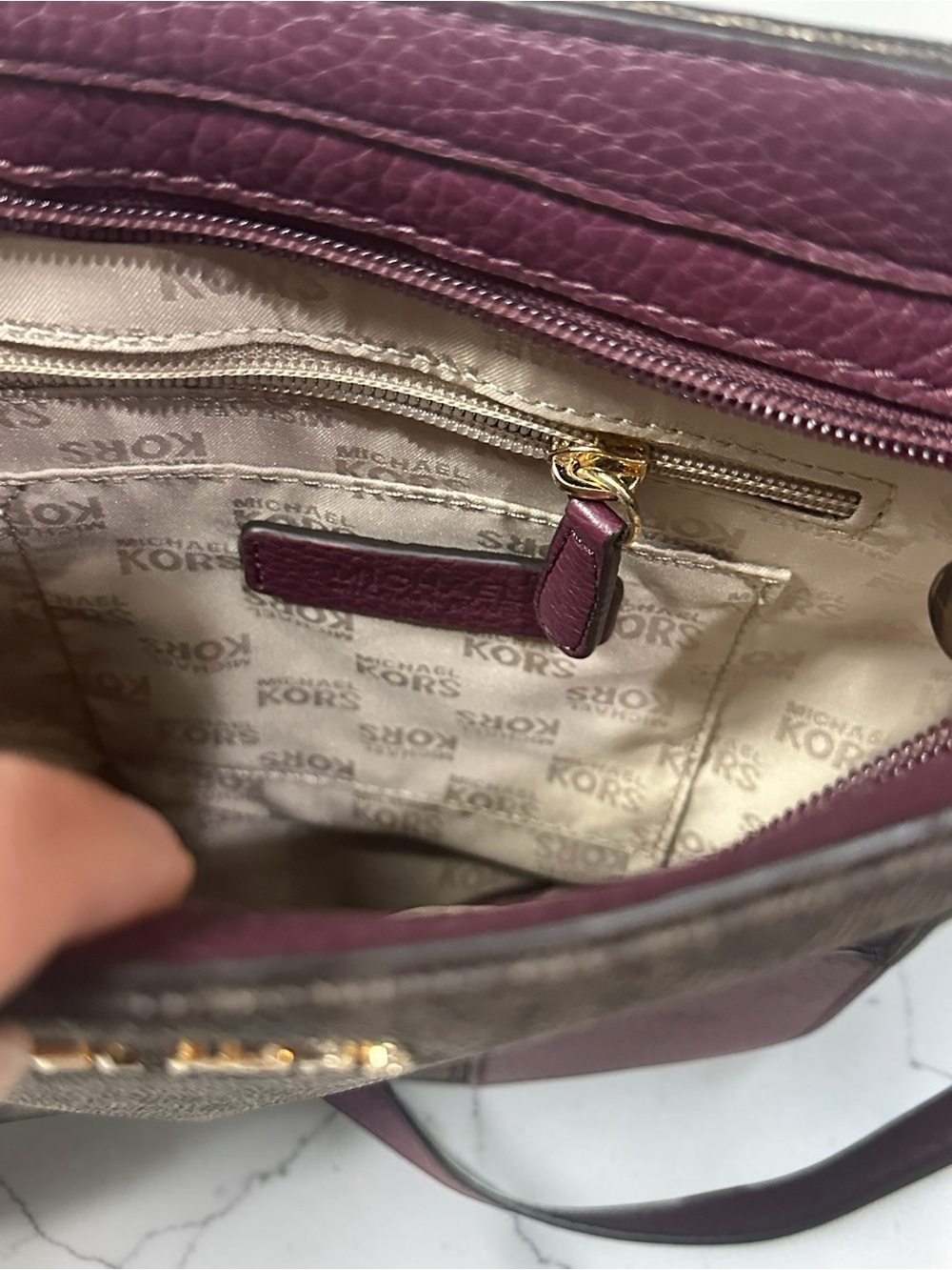 Michael Kors Brown and Plum Signature Crossbody - Picture 12 of 12